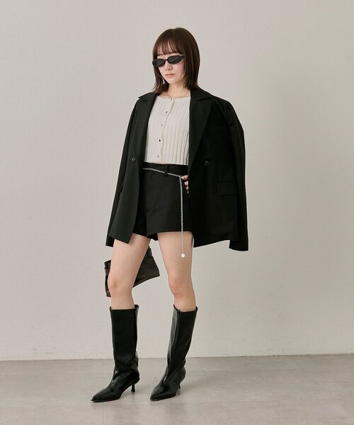 mline（エムライン）の「[mline]ロゴプレート リブカーディガン（カーディガン/ボレロ・レディース・ライム/オレンジ/チャコールグレー/オフホワイト・FREE）」の15枚目の写真