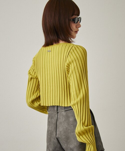 mline（エムライン）の「[mline]ロゴプレート リブカーディガン（カーディガン/ボレロ・レディース・ライム/オレンジ/チャコールグレー/オフホワイト・FREE）」の21枚目の写真