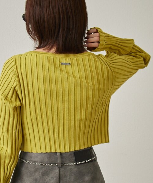 mline（エムライン）の「[mline]ロゴプレート リブカーディガン（カーディガン/ボレロ・レディース・ライム/オレンジ/チャコールグレー/オフホワイト・FREE）」の13枚目の写真