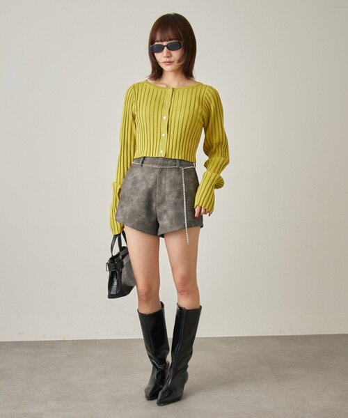 mline（エムライン）の「[mline]ロゴプレート リブカーディガン（カーディガン/ボレロ・レディース・ライム/オレンジ/チャコールグレー/オフホワイト・FREE）」の20枚目の写真