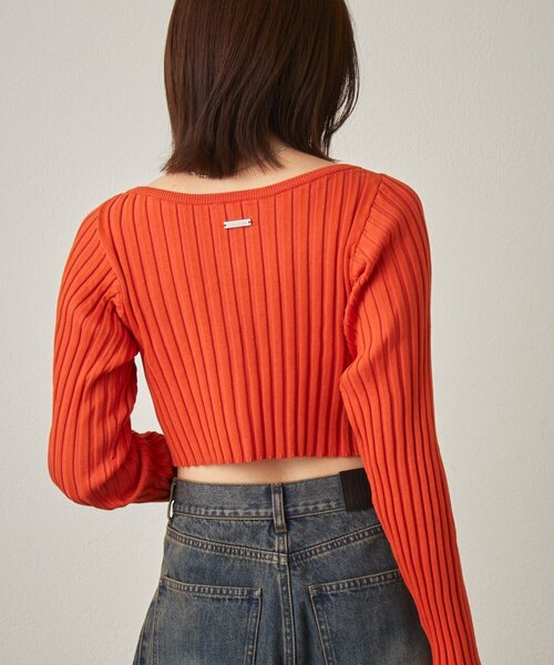 mline（エムライン）の「[mline]ロゴプレート リブカーディガン（カーディガン/ボレロ・レディース・ライム/オレンジ/チャコールグレー/オフホワイト・FREE）」の9枚目の写真