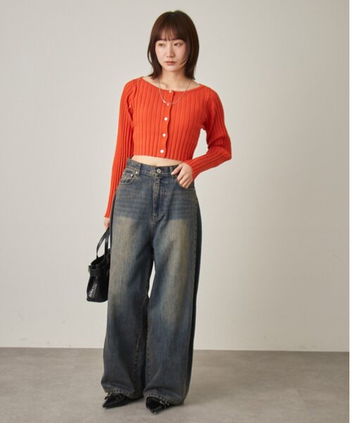 mline（エムライン）の「[mline]ロゴプレート リブカーディガン（カーディガン/ボレロ・レディース・ライム/オレンジ/チャコールグレー/オフホワイト・FREE）」の16枚目の写真