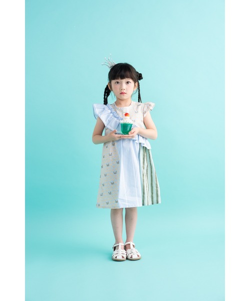 nino（ニノ）の「ななめショルダーフリル　ワンピース（ワンピース・キッズ・ブルー/ピンク・140cm/130cm）」の8枚目の写真