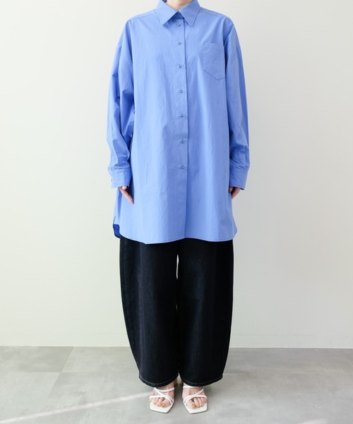 DOLLUPOOPS（ドールアップウップス）の「Oversized Shirt(オーバーサイズシャツ)（シャツ/ブラウス・レディース・ストライプ/ブラック/オフホワイト/ブルー・FREE）」の15枚目の写真