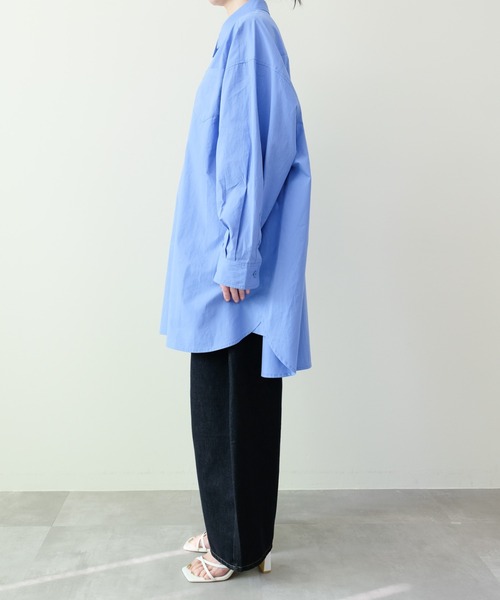 DOLLUPOOPS（ドールアップウップス）の「Oversized Shirt(オーバーサイズシャツ)（シャツ/ブラウス・レディース・ストライプ/ブラック/オフホワイト/ブルー・FREE）」の16枚目の写真