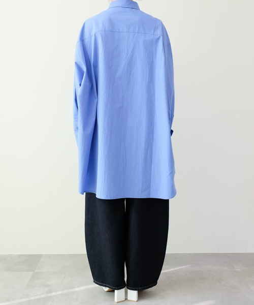 DOLLUPOOPS（ドールアップウップス）の「Oversized Shirt(オーバーサイズシャツ)（シャツ/ブラウス・レディース・ストライプ/ブラック/オフホワイト/ブルー・FREE）」の17枚目の写真