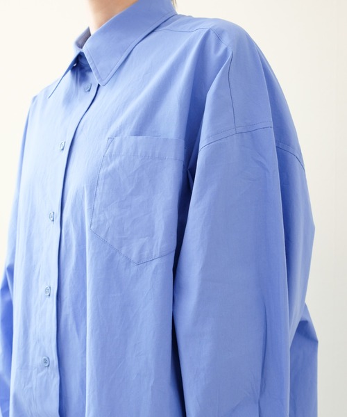 DOLLUPOOPS（ドールアップウップス）の「Oversized Shirt(オーバーサイズシャツ)（シャツ/ブラウス・レディース・ストライプ/ブラック/オフホワイト/ブルー・FREE）」の13枚目の写真