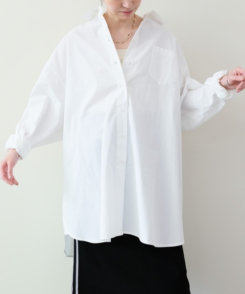 DOLLUPOOPS（ドールアップウップス）の「Oversized Shirt(オーバーサイズシャツ)（シャツ/ブラウス・レディース・ストライプ/ブラック/オフホワイト/ブルー・FREE）」の20枚目の写真