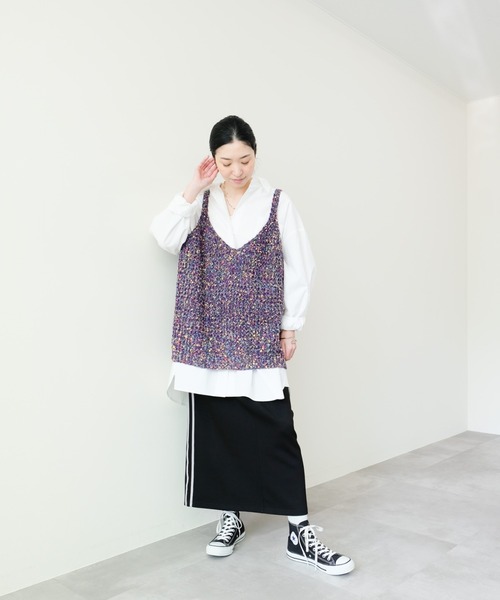 DOLLUPOOPS（ドールアップウップス）の「Oversized shirt(オーバーサイズシャツ)（シャツ/ブラウス・レディース・ストライプ/ブラック/オフホワイト/ブルー・FREE）」の12枚目の写真