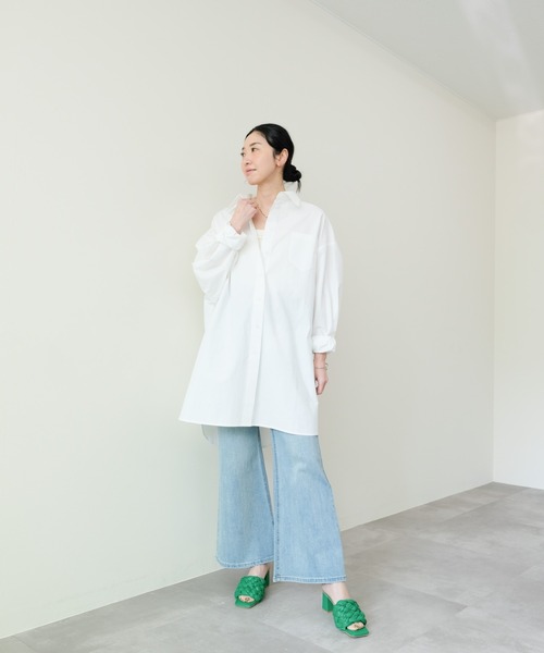 DOLLUPOOPS（ドールアップウップス）の「Oversized shirt(オーバーサイズシャツ)（シャツ/ブラウス・レディース・ストライプ/ブラック/オフホワイト/ブルー・FREE）」の11枚目の写真