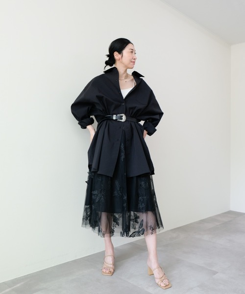 DOLLUPOOPS（ドールアップウップス）の「Oversized shirt(オーバーサイズシャツ)（シャツ/ブラウス・レディース・ストライプ/ブラック/オフホワイト/ブルー・FREE）」の15枚目の写真