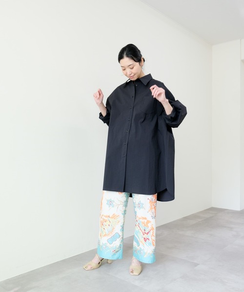 DOLLUPOOPS（ドールアップウップス）の「Oversized shirt(オーバーサイズシャツ)（シャツ/ブラウス・レディース・ストライプ/ブラック/オフホワイト/ブルー・FREE）」の13枚目の写真