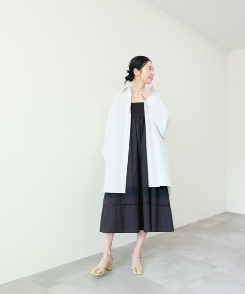 DOLLUPOOPS（ドールアップウップス）の「Oversized shirt(オーバーサイズシャツ)（シャツ/ブラウス・レディース・ストライプ/ブラック/オフホワイト/ブルー・FREE）」の18枚目の写真