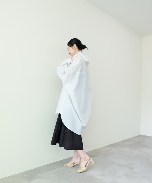 DOLLUPOOPS（ドールアップウップス）の「Oversized shirt(オーバーサイズシャツ)（シャツ/ブラウス・レディース・ストライプ/ブラック/オフホワイト/ブルー・FREE）」の19枚目の写真