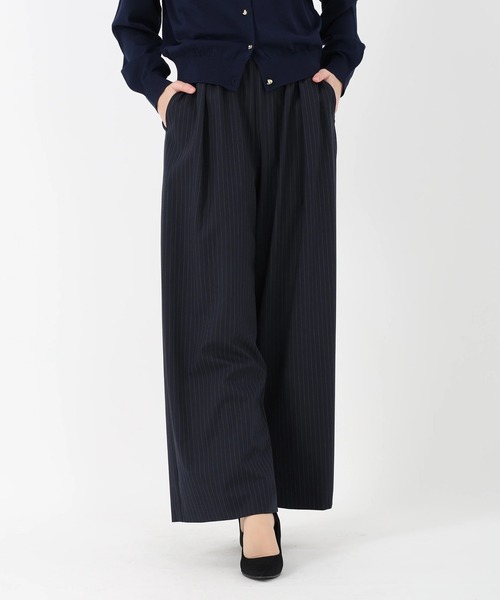 STRAWBERRY-FIELDS（ストロベリーフィールズ）の「ピンストライプトロ_ピンストライプイージーパンツ（その他パンツ・レディース・オフホワイト/ネイビー・2）」の2枚目の写真