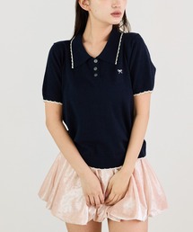 ニットポロトップス 冬服