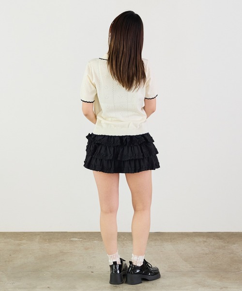 Siel(シエル)の「ニットポロトップス(ニット/セーター・レディース・ピンク/グレー/ホワイト/ライトブルー/ネイビー・FREE)」の15枚目の写真