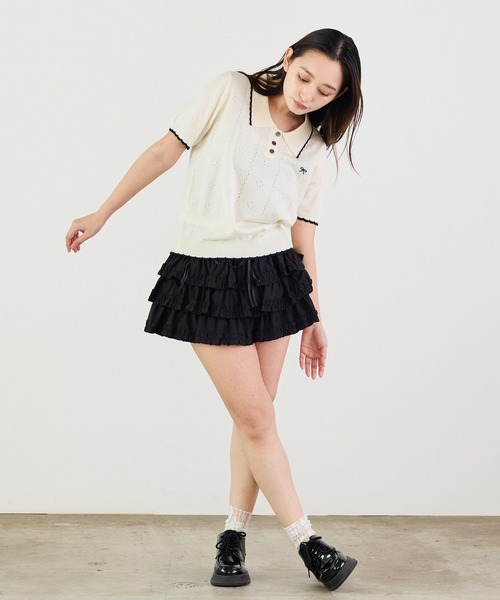 Siel(シエル)の「ニットポロトップス(ニット/セーター・レディース・ピンク/グレー/ホワイト/ライトブルー/ネイビー・FREE)」の17枚目の写真