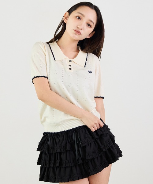 Siel(シエル)の「ニットポロトップス(ニット/セーター・レディース・ピンク/グレー/ホワイト/ライトブルー/ネイビー・FREE)」の21枚目の写真