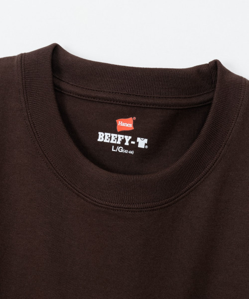 HANES（ヘインズ）の「【Hanes/ヘインズ】メンズ ビーフィー クルーネックTシャツ（Tシャツ/カットソー・メンズ・ダークグリーン/ヘザーグレー/ブラック/ネイビー/インディゴブルー/プラム/ダークグレー/ダークブラウン/ダークグリーン系/ホワイト・M/S/XS/XL/L）」の14枚目の写真