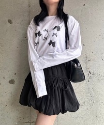 韓国っぽリボンいっぱいロンT/長袖Tシャツ