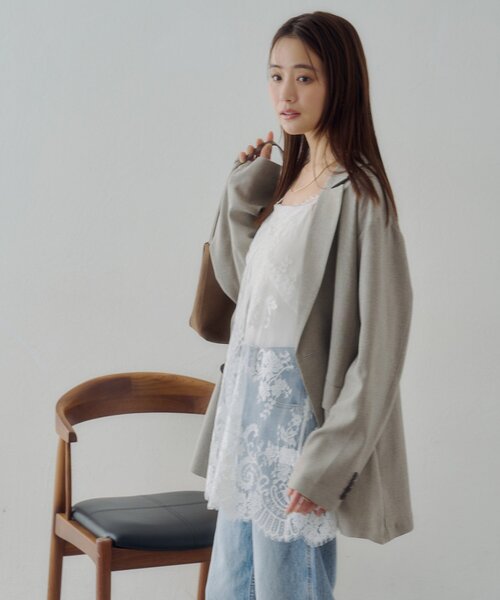 DISCOAT（ディスコート）の「【Noka】ヴィンテージレースキャミチュニック（キャミソール・レディース・オフホワイト/ブラック/ブラウン・FREE）」の6枚目の写真