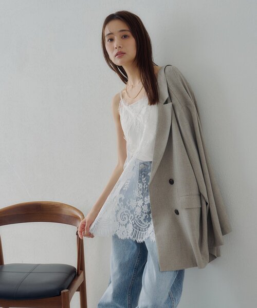 DISCOAT（ディスコート）の「【Noka】ヴィンテージレースキャミチュニック（キャミソール・レディース・オフホワイト/ブラック/ブラウン・FREE）」の8枚目の写真