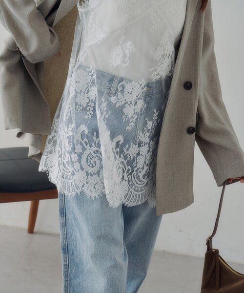 DISCOAT（ディスコート）の「【Noka】ヴィンテージレースキャミチュニック（キャミソール・レディース・オフホワイト/ブラック/ブラウン・FREE）」の9枚目の写真