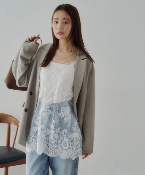 DISCOAT（ディスコート）の「【Noka】ヴィンテージレースキャミチュニック（キャミソール・レディース・オフホワイト/ブラック/ブラウン・FREE）」の10枚目の写真