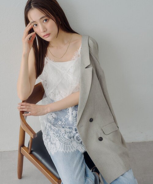 DISCOAT（ディスコート）の「【Noka】ヴィンテージレースキャミチュニック（キャミソール・レディース・オフホワイト/ブラック/ブラウン・FREE）」の11枚目の写真