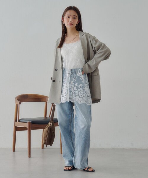 DISCOAT（ディスコート）の「【Noka】ヴィンテージレースキャミチュニック（キャミソール・レディース・オフホワイト/ブラック/ブラウン・FREE）」の12枚目の写真