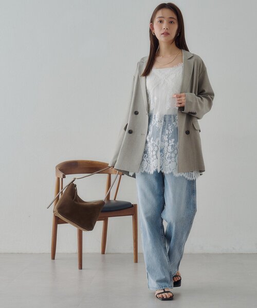 DISCOAT（ディスコート）の「【Noka】ヴィンテージレースキャミチュニック（キャミソール・レディース・オフホワイト/ブラック/ブラウン・FREE）」の13枚目の写真