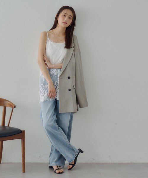 DISCOAT（ディスコート）の「【Noka】ヴィンテージレースキャミチュニック（キャミソール・レディース・オフホワイト/ブラック/ブラウン・FREE）」の15枚目の写真