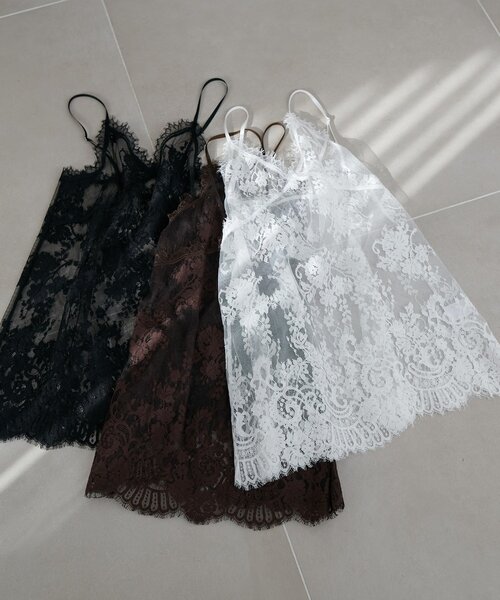 DISCOAT（ディスコート）の「【Noka】ヴィンテージレースキャミチュニック（キャミソール・レディース・オフホワイト/ブラック/ブラウン・FREE）」の20枚目の写真