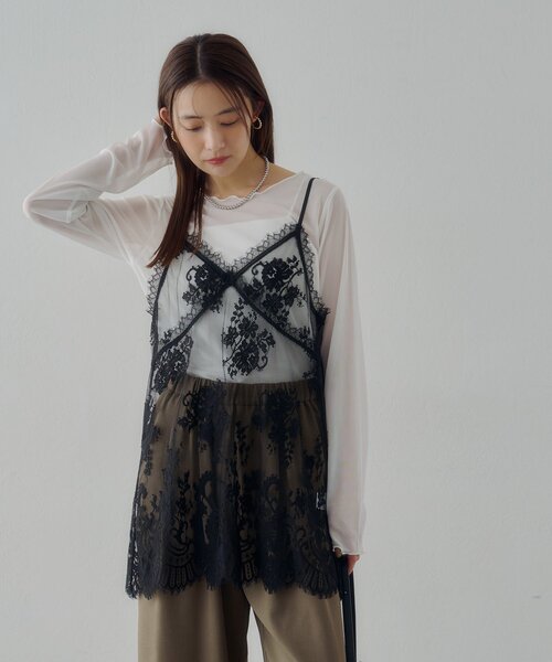 DISCOAT（ディスコート）の「【Noka】ヴィンテージレースキャミチュニック（キャミソール・レディース・オフホワイト/ブラック/ブラウン・FREE）」の21枚目の写真