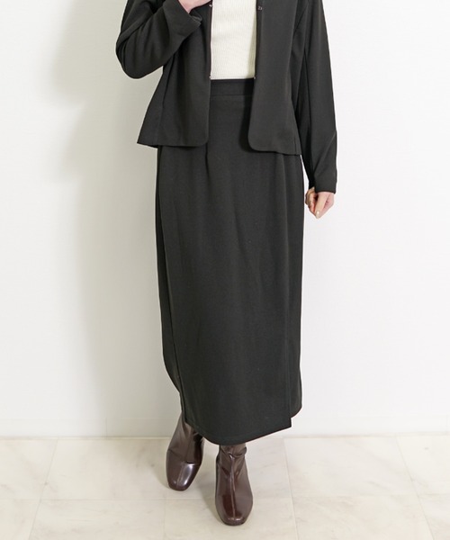 CHhdmn（シーエイチヒデモン）の「ストレッチジョーゼット フロントスリット セミタイトスカート（スカート・レディース・アイボリー/ブラック/ネイビー・S/M/L）」の6枚目の写真