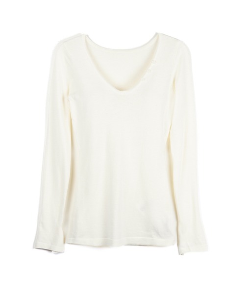 me+em select(ミームセレクト)の「※※【 3color 】Vネックスーパーフィットスリムシアーニット / V-neck super-fit slim sheer knit(ニット/セーター・レディース・アイボリー/ブラック/グレー・FREE)」の18枚目の写真