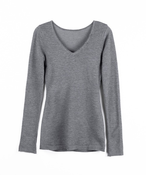 me+em select(ミームセレクト)の「※※【 3color 】Vネックスーパーフィットスリムシアーニット / V-neck super-fit slim sheer knit(ニット/セーター・レディース・アイボリー/ブラック/グレー・FREE)」の19枚目の写真