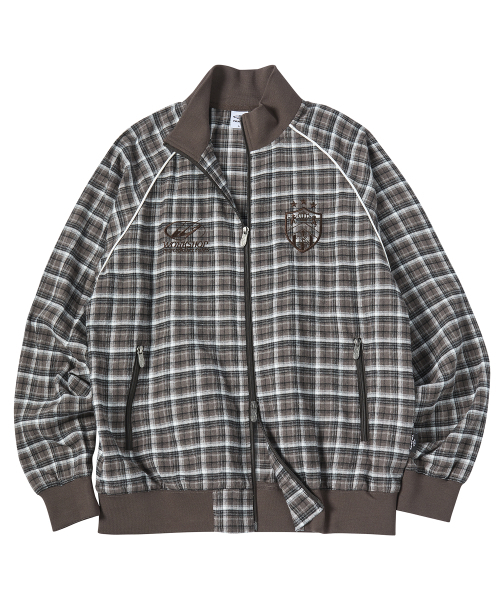 TRAVEL(トラベル)の「チェックパイピングトラックジャケットブラウン(ナイロンジャケット・レディース・その他・SMALL/MEDIUM/LARGE)」の1枚目の写真