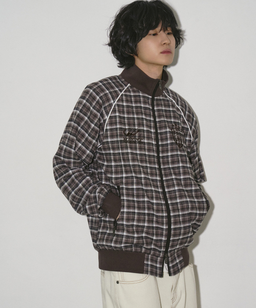 TRAVEL(トラベル)の「チェックパイピングトラックジャケットブラウン(ナイロンジャケット・レディース・その他・SMALL/MEDIUM/LARGE)」の5枚目の写真