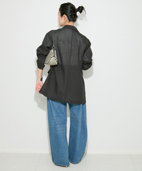 journal standard L'essage（ジャーナルスタンダードレサージュ）の「2WAYイージージャケット（テーラードジャケット・レディース・ベージュ/ブラック・FREE）」の3枚目の写真