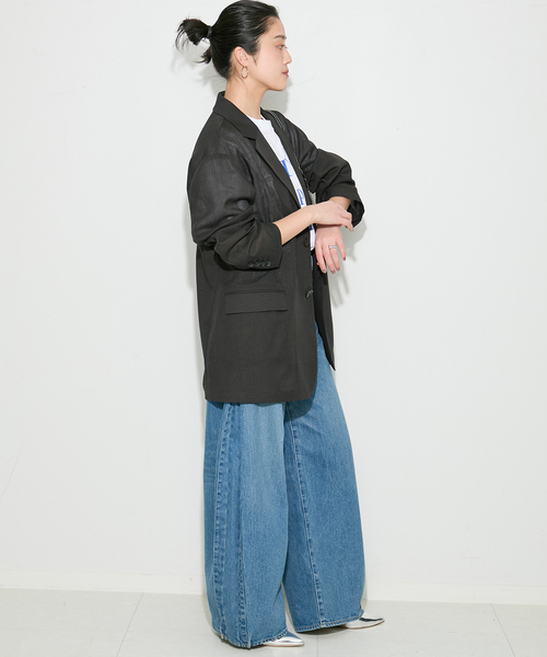 journal standard L'essage（ジャーナルスタンダードレサージュ）の「2WAYイージージャケット（テーラードジャケット・レディース・ベージュ/ブラック・FREE）」の4枚目の写真