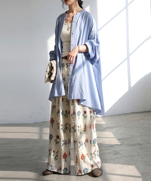 antiqua（アンティカ）の「ノーカラー シャツ（シャツ/ブラウス・レディース・ホワイト/ブルー/ブラック・ONESIZE）」の13枚目の写真