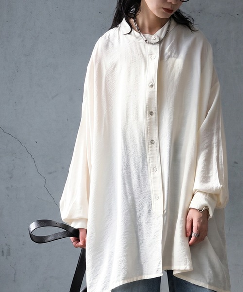 antiqua（アンティカ）の「ノーカラー シャツ（シャツ/ブラウス・レディース・ホワイト/ブルー/ブラック・ONESIZE）」の22枚目の写真
