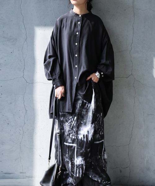 antiqua（アンティカ）の「ノーカラー シャツ（シャツ/ブラウス・レディース・ホワイト/ブルー/ブラック・ONESIZE）」の19枚目の写真