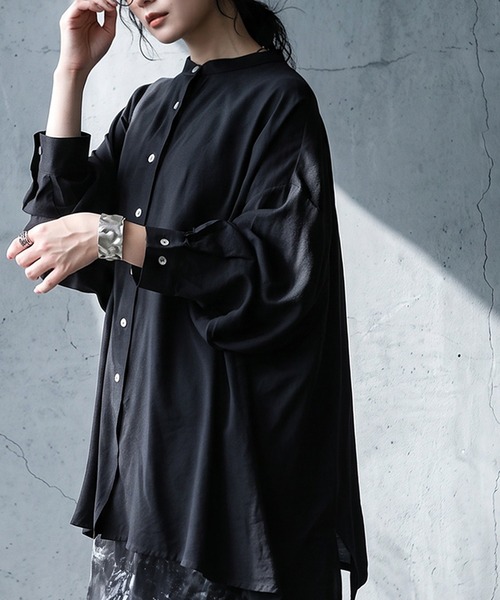 antiqua（アンティカ）の「ノーカラー シャツ（シャツ/ブラウス・レディース・ホワイト/ブルー/ブラック・ONESIZE）」の18枚目の写真