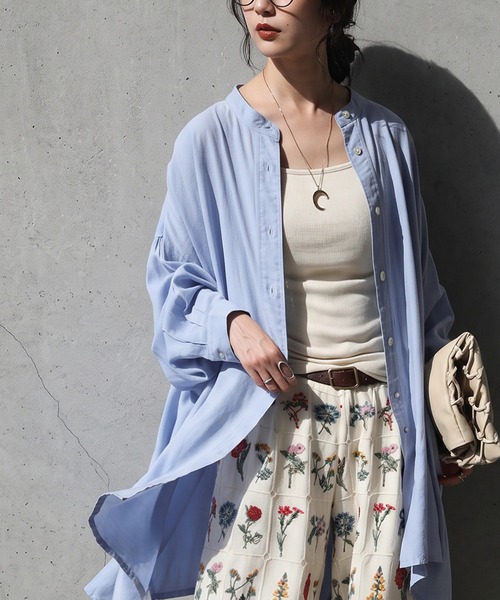 antiqua（アンティカ）の「ノーカラー シャツ（シャツ/ブラウス・レディース・ホワイト/ブルー/ブラック・ONESIZE）」の12枚目の写真
