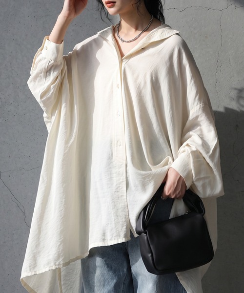 antiqua（アンティカ）の「ノーカラー シャツ（シャツ/ブラウス・レディース・ホワイト/ブルー/ブラック・ONESIZE）」の21枚目の写真
