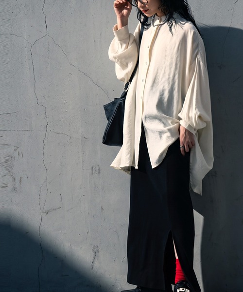 antiqua（アンティカ）の「ノーカラー シャツ（シャツ/ブラウス・レディース・ホワイト/ブルー/ブラック・ONESIZE）」の20枚目の写真
