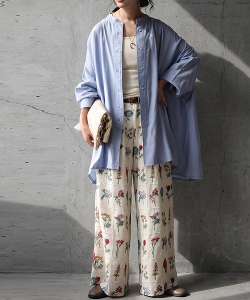 antiqua（アンティカ）の「ノーカラー シャツ（シャツ/ブラウス・レディース・ホワイト/ブルー/ブラック・ONESIZE）」の14枚目の写真